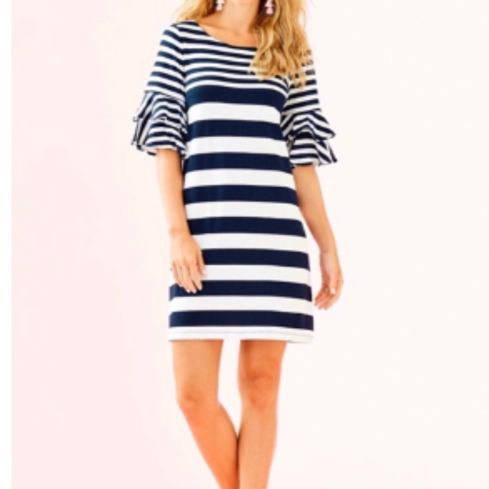 Lilly Pulitzer navy/white stripe 3/4 sleeve dress